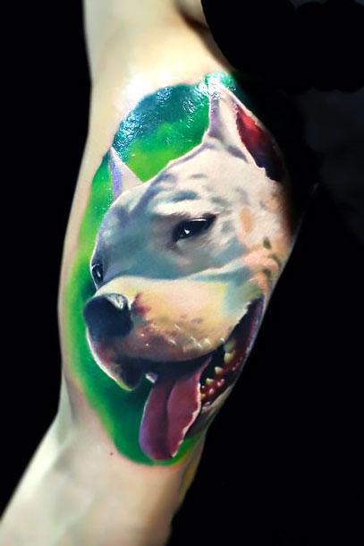 Realistic Pitbull Tattoo Idea