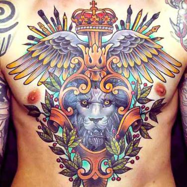 Amazing Old School Lion Tattoo