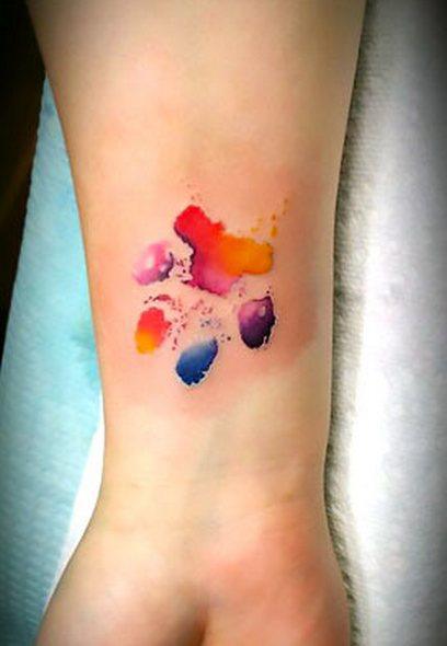 Watercolor Puppy Paw Print Tattoo Idea