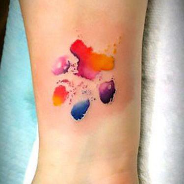 Watercolor Puppy Paw Print Tattoo