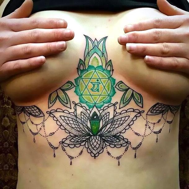 Under Breast Chakra Tattoo Idea
