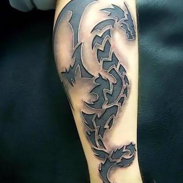 Dragon on Calf Tattoo