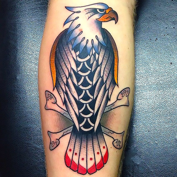 Eagle on Calf Tattoo Idea