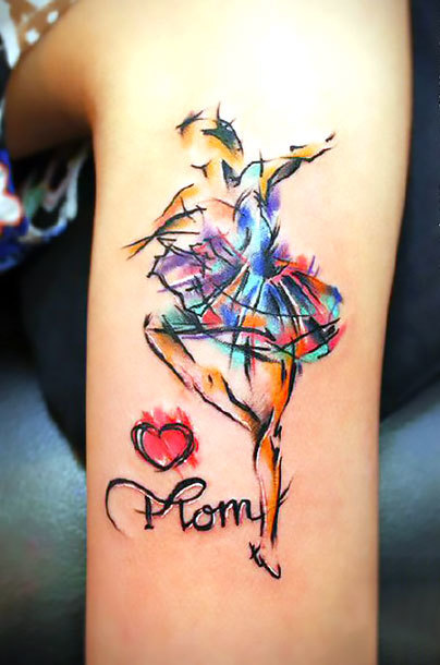 Watercolor Mom Tattoo Idea