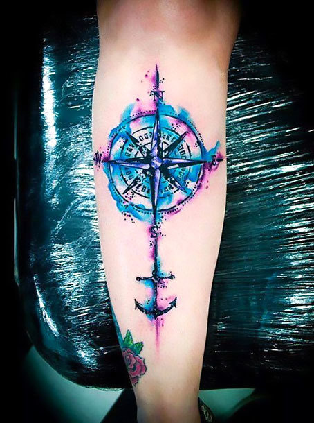 Watercolor Nautical Star Tattoo Idea