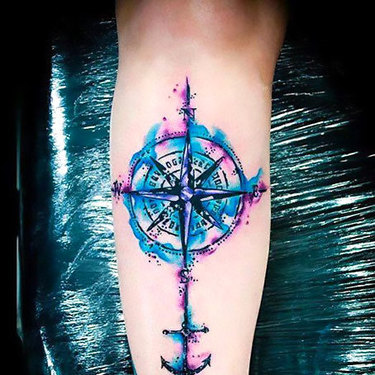 Watercolor Nautical Star Tattoo
