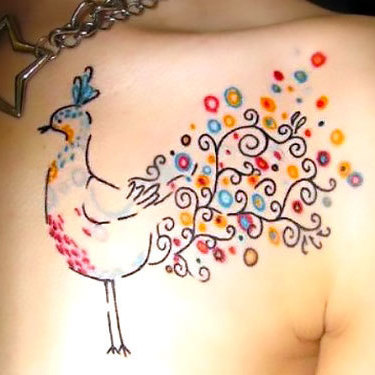 Watercolor Peacock Tattoo