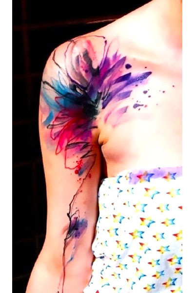 Watercolor Shoulder Tattoo Idea