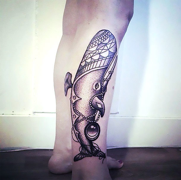 Whale on Shin Tattoo Idea