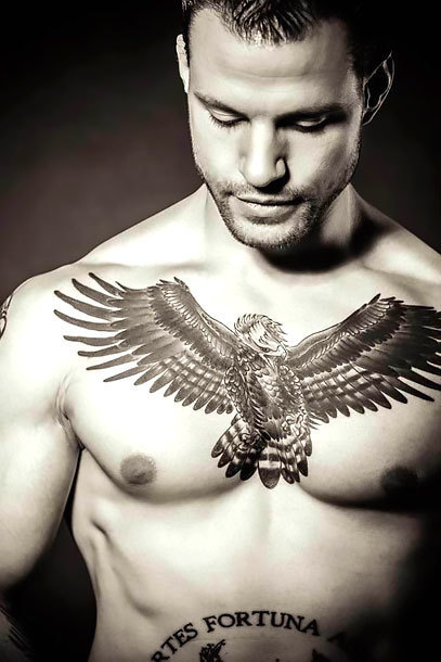 Eagle on Chest for Guys Tattoo Idea