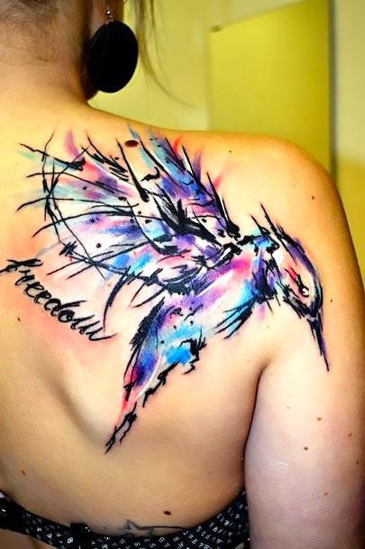 Amazing Watercolor Hummingbird Tattoo Idea