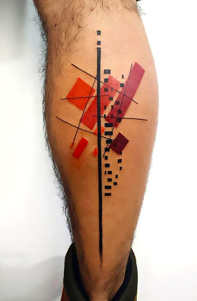 Geometric on Calf Tattoo Idea