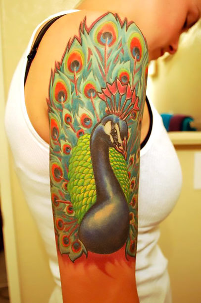 Girly Peacock Tattoo Idea