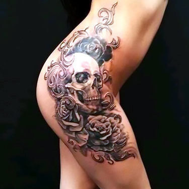 Girly Skull on Hip Tattoo