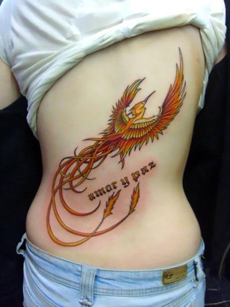 "Amor y paz" Phoenix Tattoo Idea