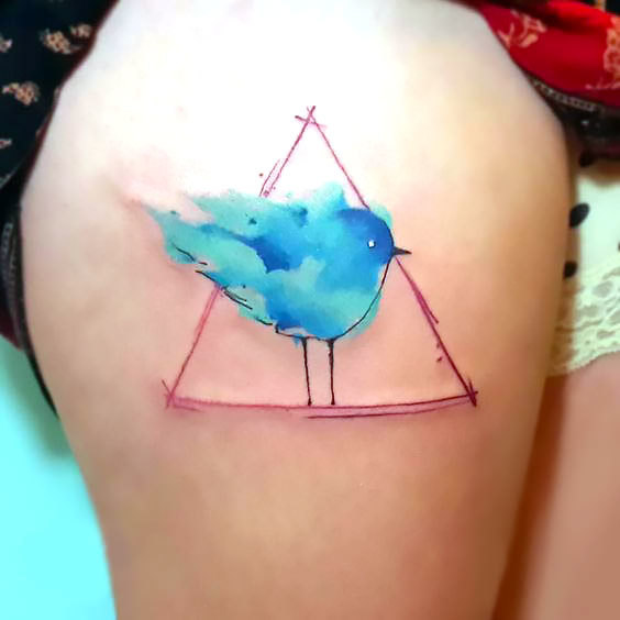 Great Bluebird In Triangle Tattoo Idea