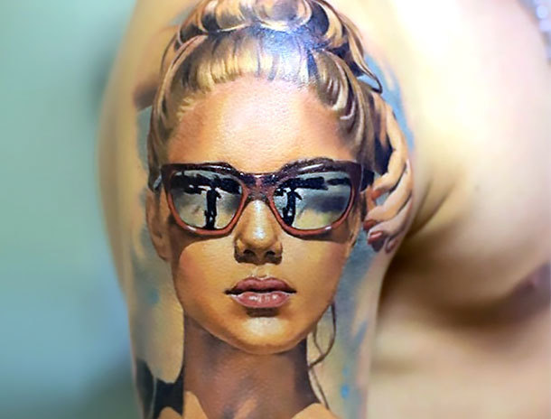 Great Girl Face Tattoo Idea