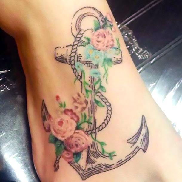 Anchor on Foot Tattoo Idea