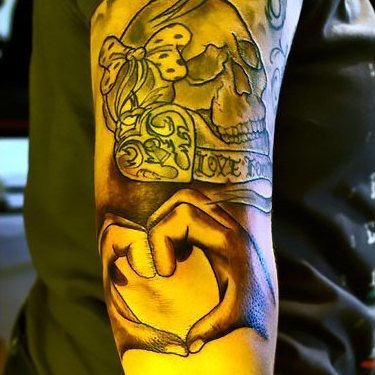 Hands on Elbow Tattoo