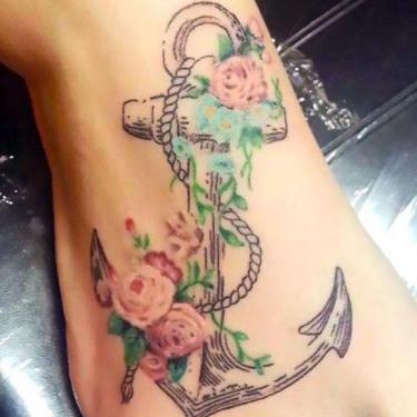 Anchor on Foot Tattoo