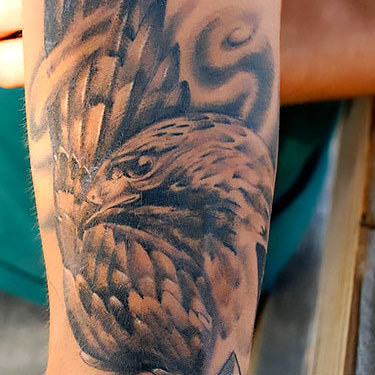 Hawk on Bicep Tattoo