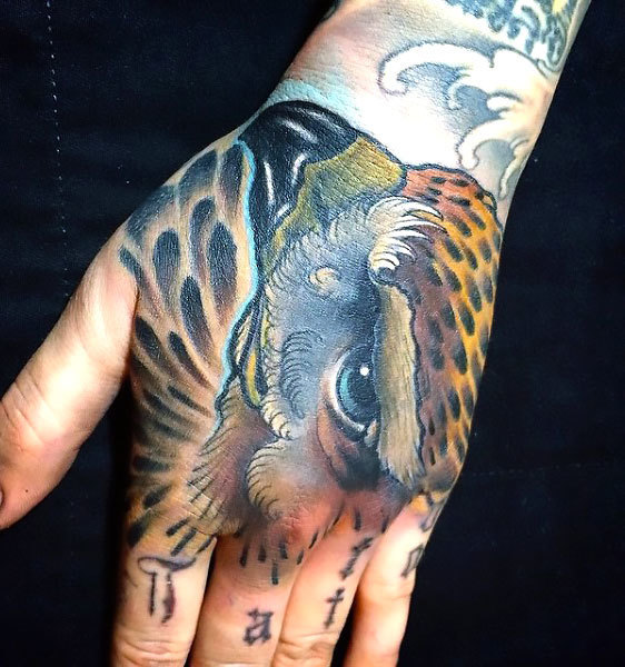 Hawk on Hand Tattoo Idea