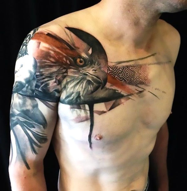 Hawk on Shoulder Tattoo Idea