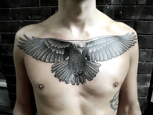 Hawk Tattoo on Chest Tattoo Idea