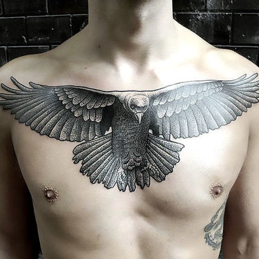 Hawk Tattoo on Chest Tattoo