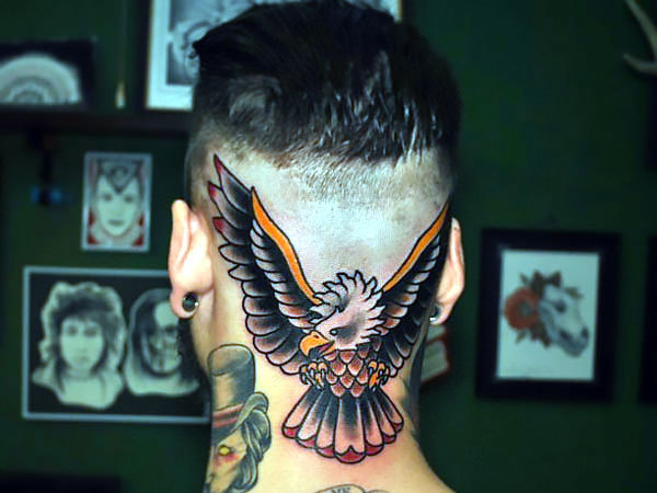 Head Hawk Tattoo Idea