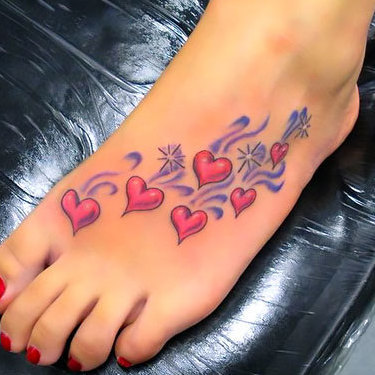 Hearts for Womens Foot Tattoo
