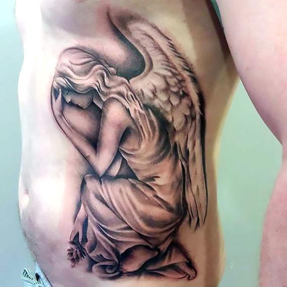 Angel on Ribs for Men Tattoo Idea