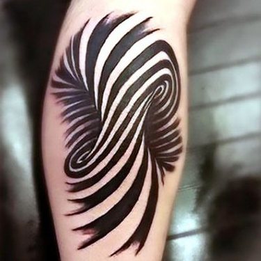Illusion on Calf Tattoo