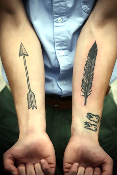 Indian Feather and Arrow Tattoo Idea