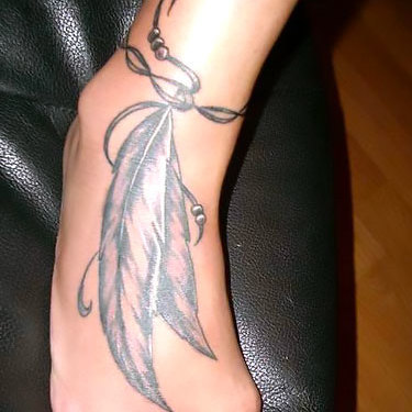 Indian Feather on Foot Tattoo