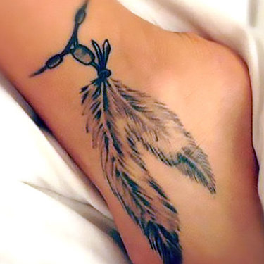 Indian Feathers on Ankle Tattoo