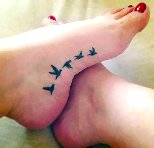 Inner Side Foot Birds Tattoo Idea