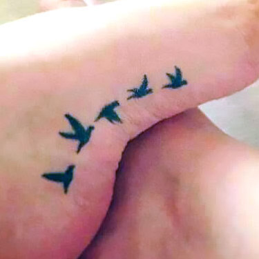 Inner Side Foot Birds Tattoo