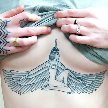 Isis Goddes Under Breast Tattoo