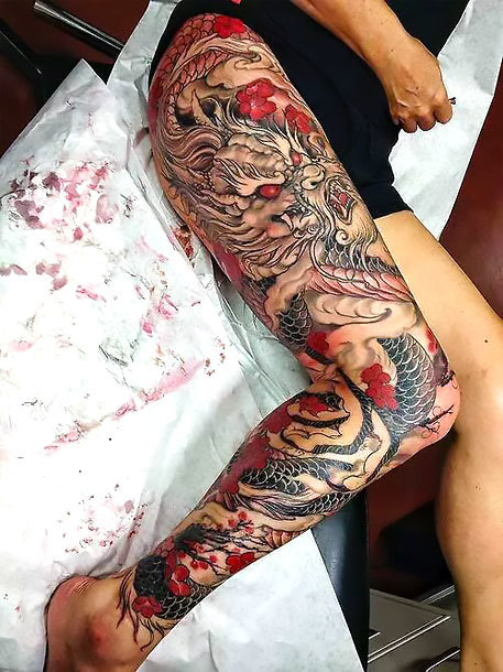 Japanese Full Leg Tattoo Idea