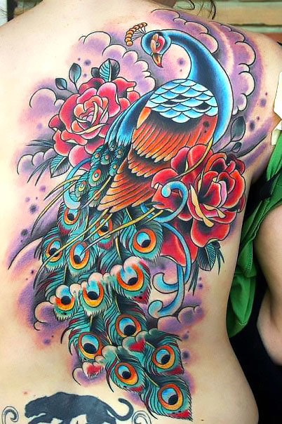 Japanese Style Peacock Tattoo Idea