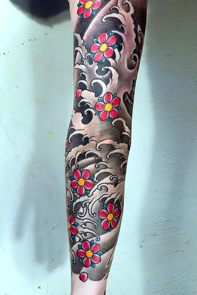 japanese water half sleeve tattoo