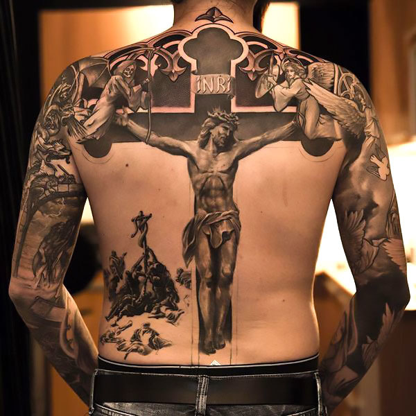 Jesus on Back for Men Tattoo Idea