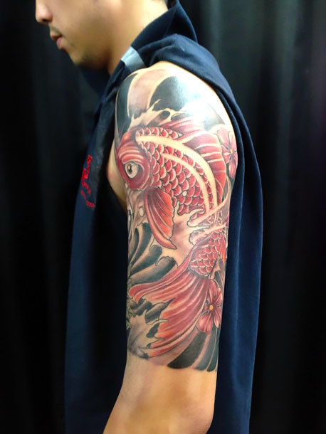 Koi Fish Half Sleeve Tattoo Idea