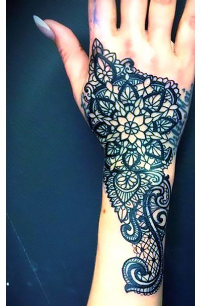 Lace on Hand for Women Tattoo Idea