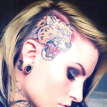 Leopard Head Women Tattoo