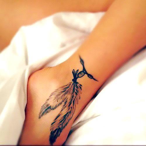 Ankle Feather Tattoo Idea