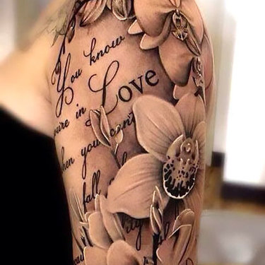 Love Flower Half Sleeve Tattoo