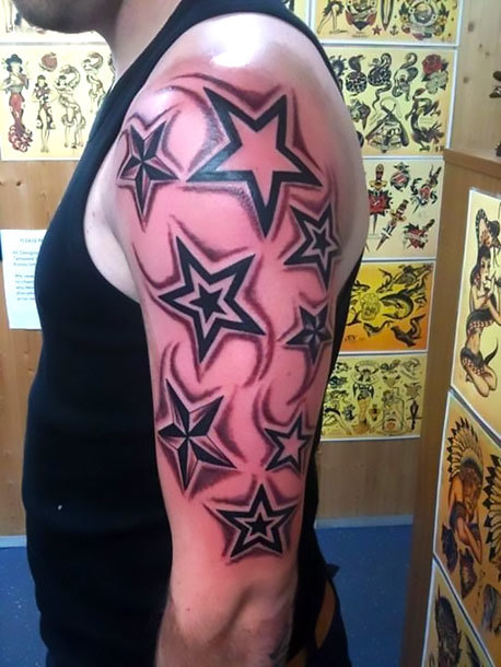 Stars Half Sleeve Tattoo Idea