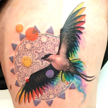 Lovely Colorful Bird Tattoo